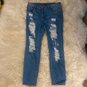 Fashion Nova “give good love skinny jeans- light blue wash”